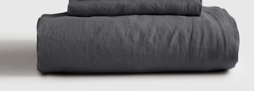 Quince Charcoal Linen Twin 2 Piece Sheet Set Fitted Sheet & Pillowcase NEW